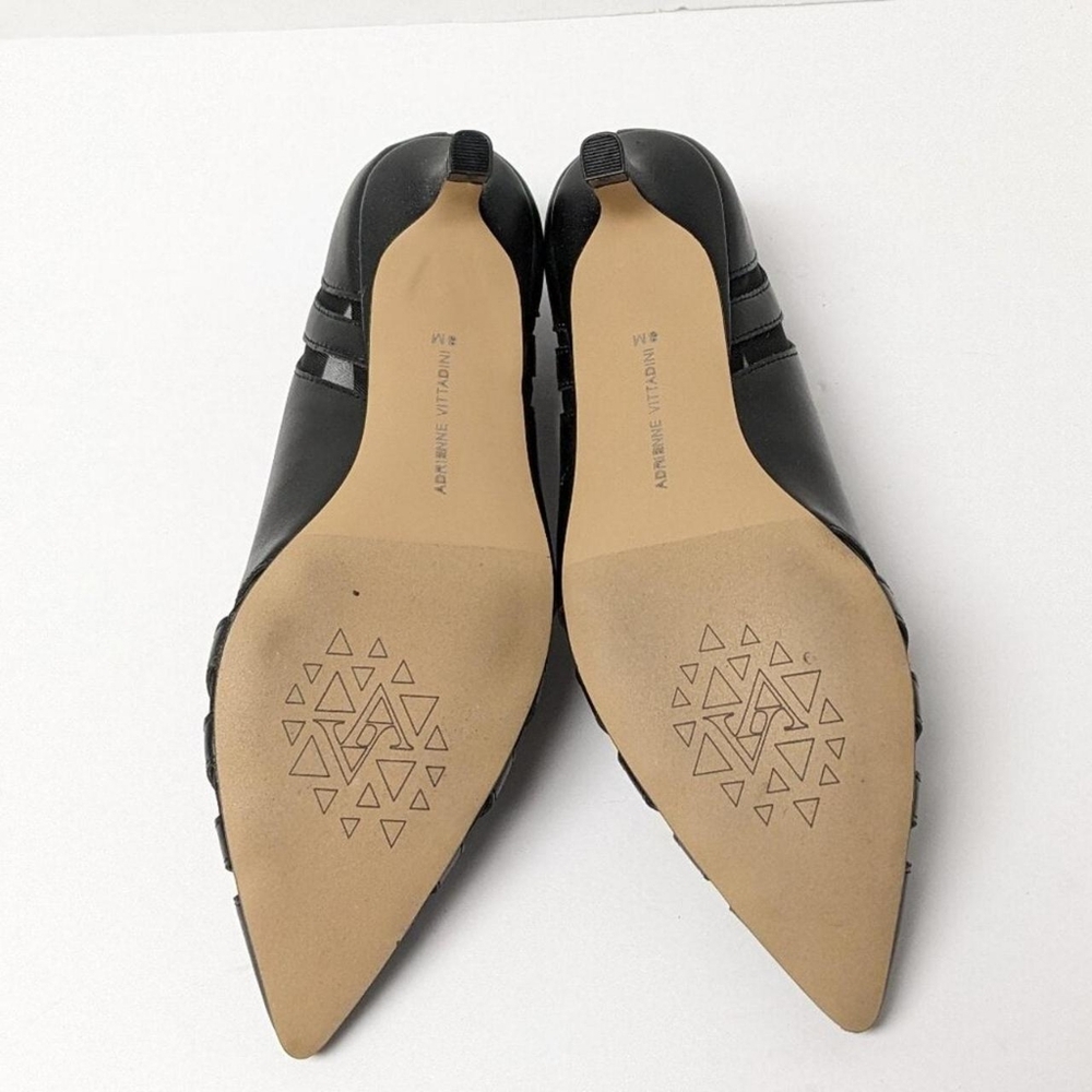 Adrienne Vittadini Women's Black Leather Mesh Pointed-Toe Heels - Picture 4 of 7